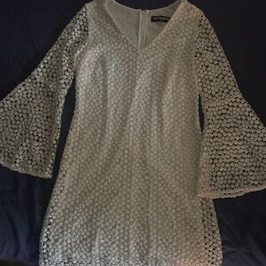 Karl Lagerfeld White Lace Long-Sleeve Bell Dress